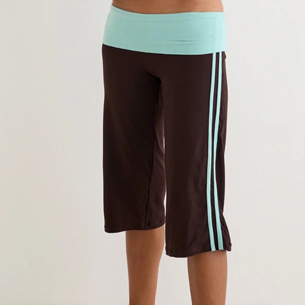 Motel rocks Walter Capri Trouser In Bitter Chocolate And Aqua Combination